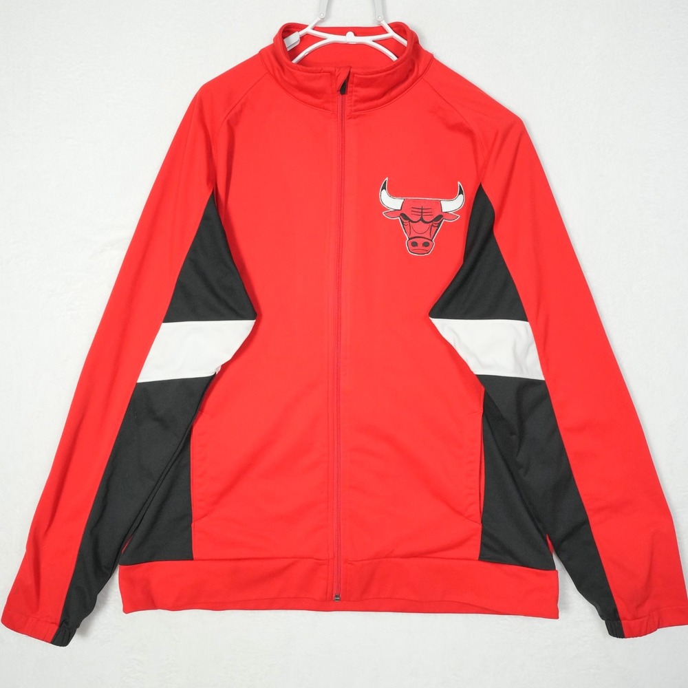 NBA Augusta Chicago Bulls Pullover Men's Large Red Full Zip Embroidered Spellout